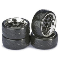Absima Wheel Set Drift LP " Comb / Profile A" black/chrome 1:10 (4 pcs)