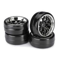 Absima Wheel Set Drift LP " Comb / Profile B" black/chrome 1:10 (4 pcs)