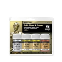 Vallejo - Metallic Set Gold, Silver & Copper 4 X 35ml