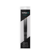 Vallejo Hobby Brushes: Pro Modeler Design Set - Natural Hair  (Sizes 0, 1 &amp; 2)