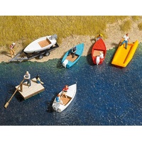 Busch - HO 4 O/Brd MotorBoats,Trlr,Dinghy&Raft