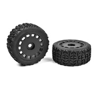 Team Corally - Off-Road 1/8 Truggy Tires - Tracer - Glued on Black Rims (1 Pair)