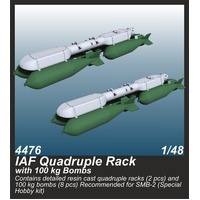 CMK 1/48 IAF Quadruple Rack with 100 kg Bombs  (2 pcs.) / for SMB-2 Sa'ar and Mirage III kits