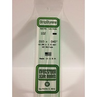 Evergreen - Styrene Strip White .010 X .040 X 14 - #102
