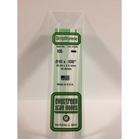 Evergreen - Styrene Strip White .010 X .100 X 14 - #105