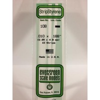 Evergreen - Styrene Strip White .010 X .188 X 14 - #108