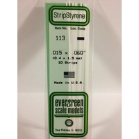 Evergreen - Styrene Strip White .015 X .060 X 14 - #113
