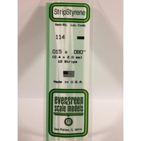 Evergreen - Styrene Strip White .015 X .080 X 14 - #114