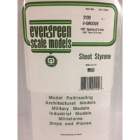 Evergreen White Polystyrene V-Groove Siding Sheet 0.100 x 12 x 24" / 2.5mm x 30cm x 61cm (1)