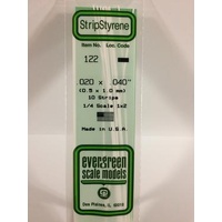 Evergreen - Styrene Strip White .020 X .040 X 14 - #122