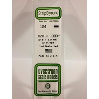 Evergreen - Styrene Strip White .020 X .080 X 14 - #124