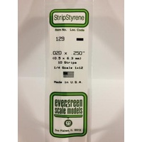 Evergreen - Styrene Strip White .020 X .250 X 14 - #129