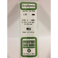 Evergreen - Styrene Strip White .030 X .188 X 14 - #138