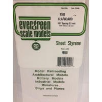 Evergreen White Polystyrene Clapboard Sheet 0.100 x 12 x 24" / 2.5mm x 30cm x 61cm (1)