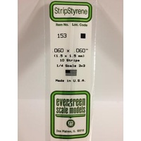 Evergreen - Styrene Strip White .060 X .060 X 14 - #153