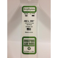 Evergreen - Styrene Strip White .060 X .080 X 14 - #154