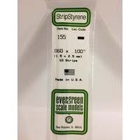 Evergreen - Styrene Strip White .060 X .100 X 14 - #155