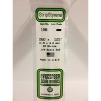 Evergreen - Styrene Strip White .060 X .125 X 14 - #156