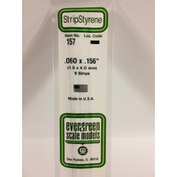 Evergreen - Styrene Strip White .060 X .156 X 14 - #157