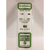 Evergreen - Styrene Strip White .060 X .188 X 14 - #158