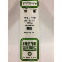Evergreen - Styrene Strip White .125 X .125 X 14 - #186