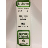 Evergreen - Styrene Rod White .080 X 14 - #212