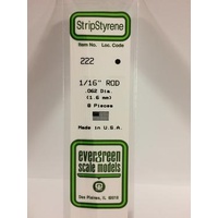 Evergreen - Styrene Rod White .062 X 14 - #222