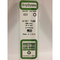 Evergreen - Round Styrene Tubing 3/32 X 14 - #223