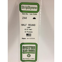 Evergreen - Styrene Half Round .125 X 14 - #244