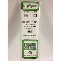 Evergreen - Square Styrene Tubing .125 X 14 - #252