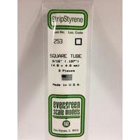 Evergreen - Square Styrene Tubing .188 X 14 - #253