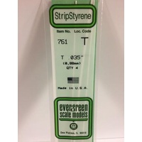 Evergreen - Styrene strip T profile 0.035in/0.88mm x 14in/35cm 4pc - #761