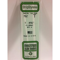 Evergreen - Styrene strip T profile 0.056in/1.42mm x 14in/35cm 4pc - #762