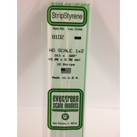 Evergreen - Styrene HO Strip 1X2 0.28x0.56mm 10pc - #8102