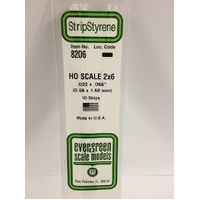 Evergreen - HO Strip 2X6 - #8206