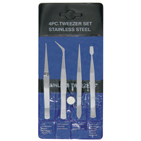 EXCEL 30416 EXCEL 6 INCH STAINLESS STEEL TWEEZER SET (4 PCS)