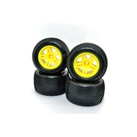 Hobao - TT 2.0 COMPLETE TIRE WITH YELLOW WHEEL SET 4PCS - 11105Y