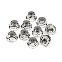 HPI - Serrated Flange Lock Nut M4 (Silver/10Pcs) [103729]