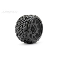 Jetko 1/8 SGT 3.8 EX-ROCKFORM Tyres (Claw Rim/Black/Medium Soft/17mm/Belted) (2pcs) [1603CBMSGBB1]