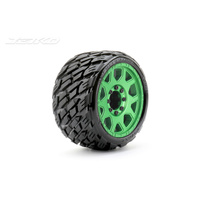 Jetko 1/8 SGT 3.8 EX-ROCKFORM Tyres (Claw Rim/Metal Green/Med Soft/Belted/17mm 0 o/s) [1603CGMSGBB1]