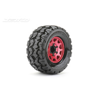 Jetko 1/10 MT 2.8 EX-TOMAHAWK Tyres (Claw Rim/Metal RED/Medium Soft/12mm 0 o/s) [2801CRMSGNB1]