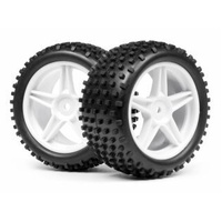 Maverick 1:10 BUGGY WHITE REAR WHEEL & TYRE ASSEMBLY  - MV22115