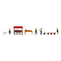 Noch - HO Themed Figures Set "Vegetable Stall"  (Discontinued)