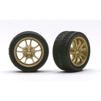 Pegasus 1/24 "M5'S" Rims W/Tires Bronze for Scale Models [1283]