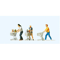 Preiser - Shoppers Pushing Trolleys - 10488