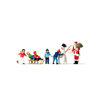 Preiser - Santa Claus, Children, Snowman - 10626