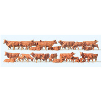 Preiser - Cows,Bull,Calves,Brown(30 Figs.) - 14409