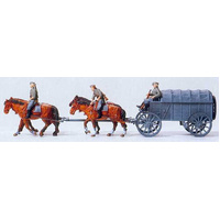 Preiser - U/P Supply Wagon W/4Horses&3 Figs - 16512