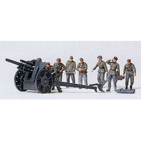 Preiser - U/P German Artil.Gun W/8 Figs. - 16514