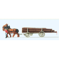 Preiser - Horse And Log Wagon - 30465